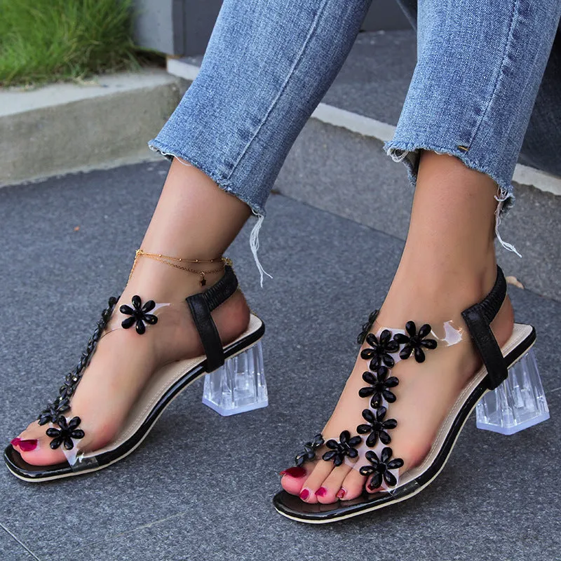 Syllis | Flower and Rhinestone Heel