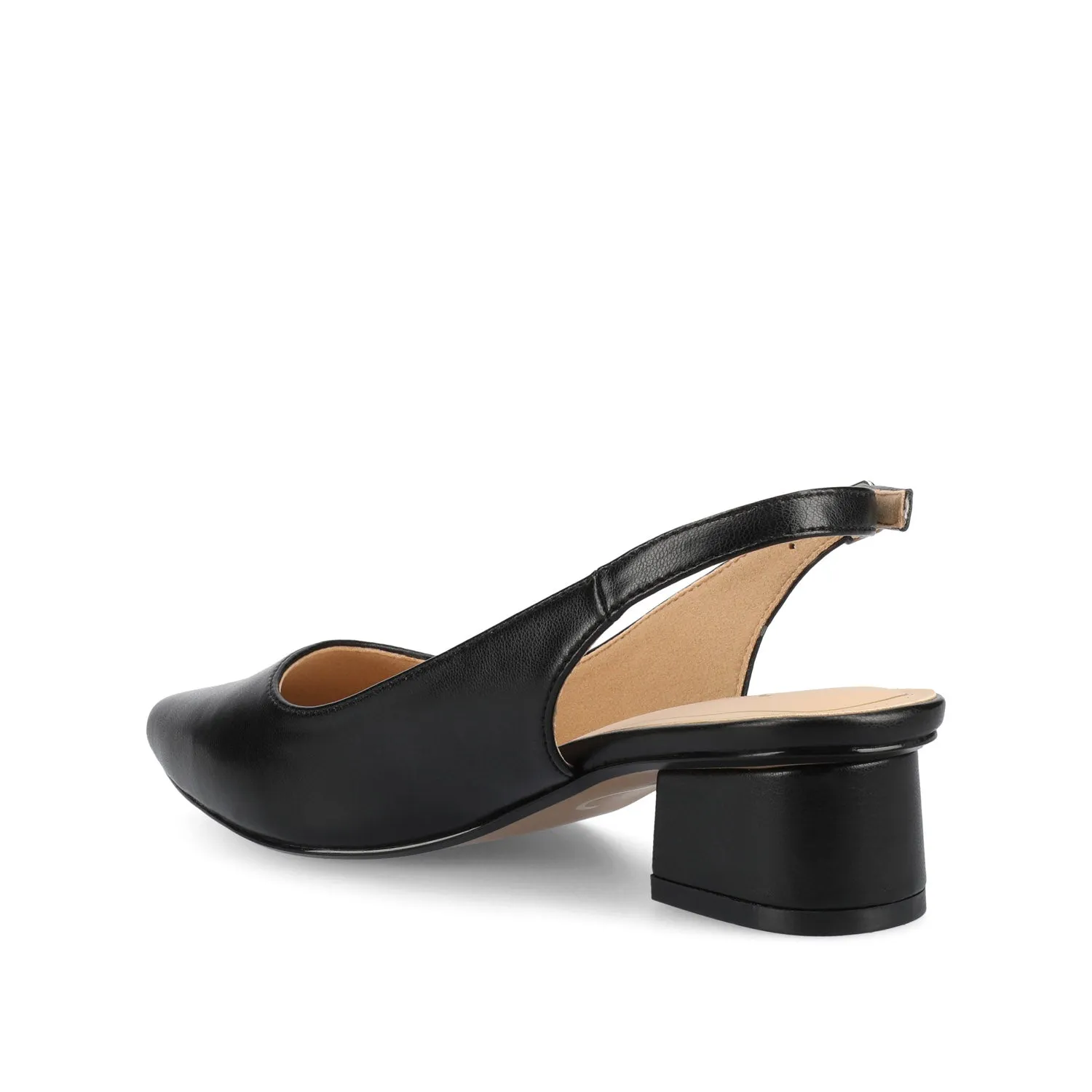 SYLVIA LOW BLOCK PUMP HEELS IN FAUX SUEDE