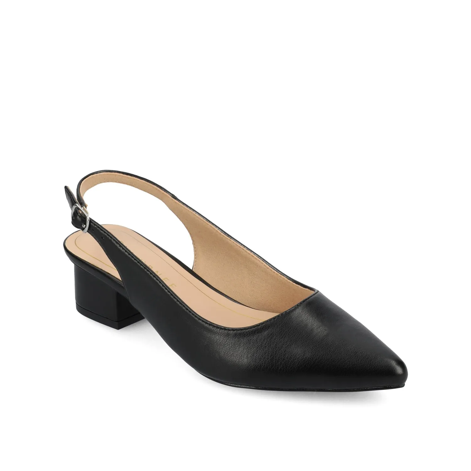 SYLVIA LOW BLOCK PUMP HEELS IN FAUX SUEDE