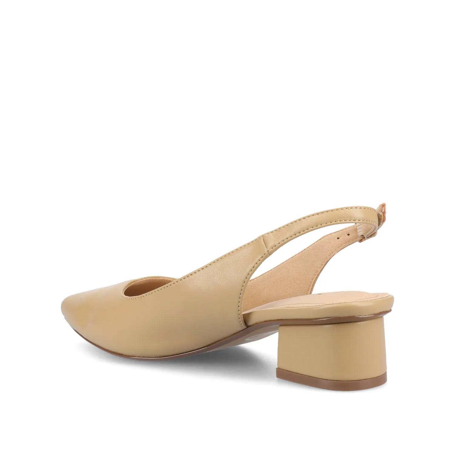 SYLVIA LOW BLOCK PUMP HEELS IN FAUX SUEDE