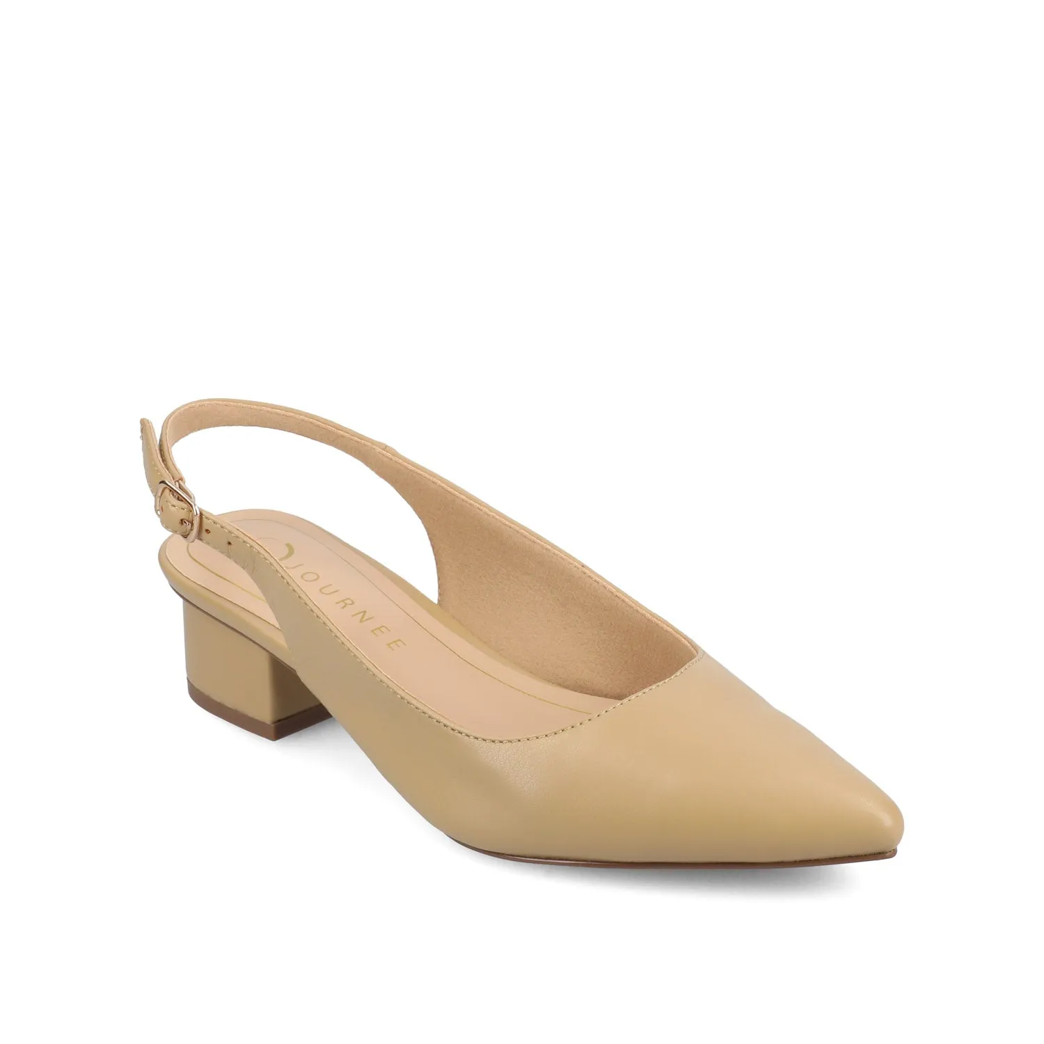 SYLVIA LOW BLOCK PUMP HEELS IN FAUX SUEDE