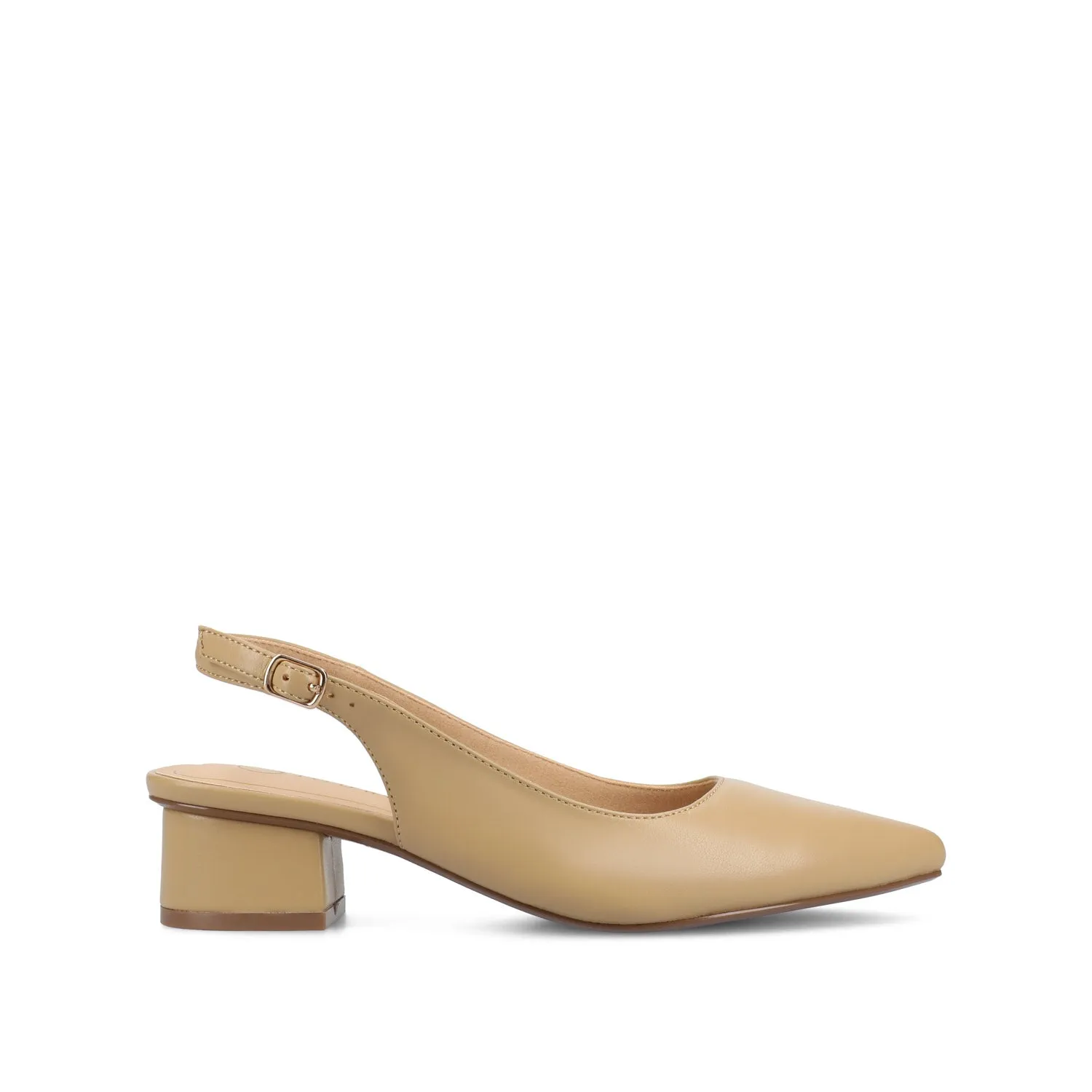 SYLVIA LOW BLOCK PUMP HEELS IN FAUX SUEDE