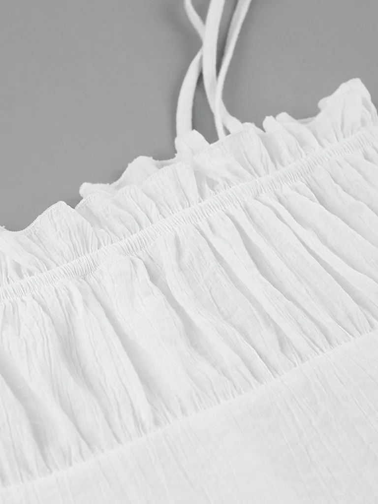 Texture Cami Mini Dress with Ruffle Accents
