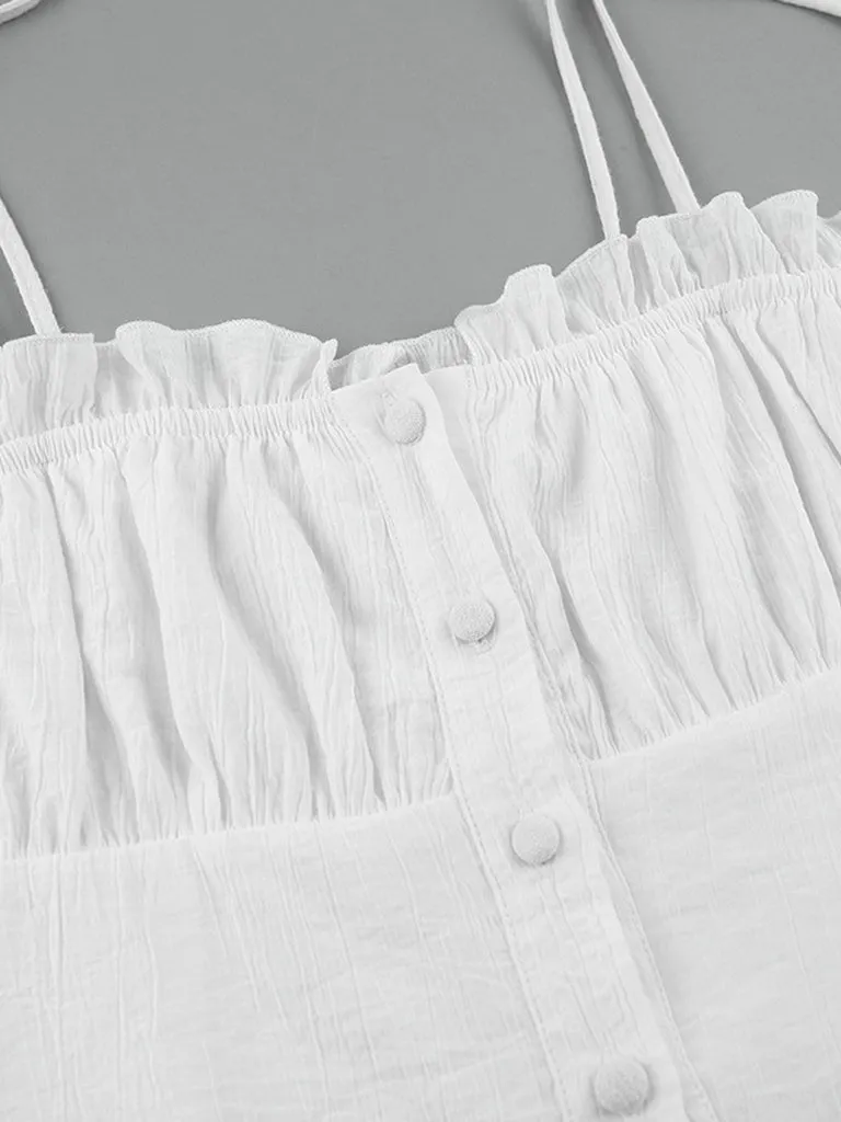 Texture Cami Mini Dress with Ruffle Accents