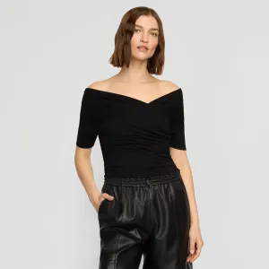 Thalia Ruched Off-Shoulder Tee