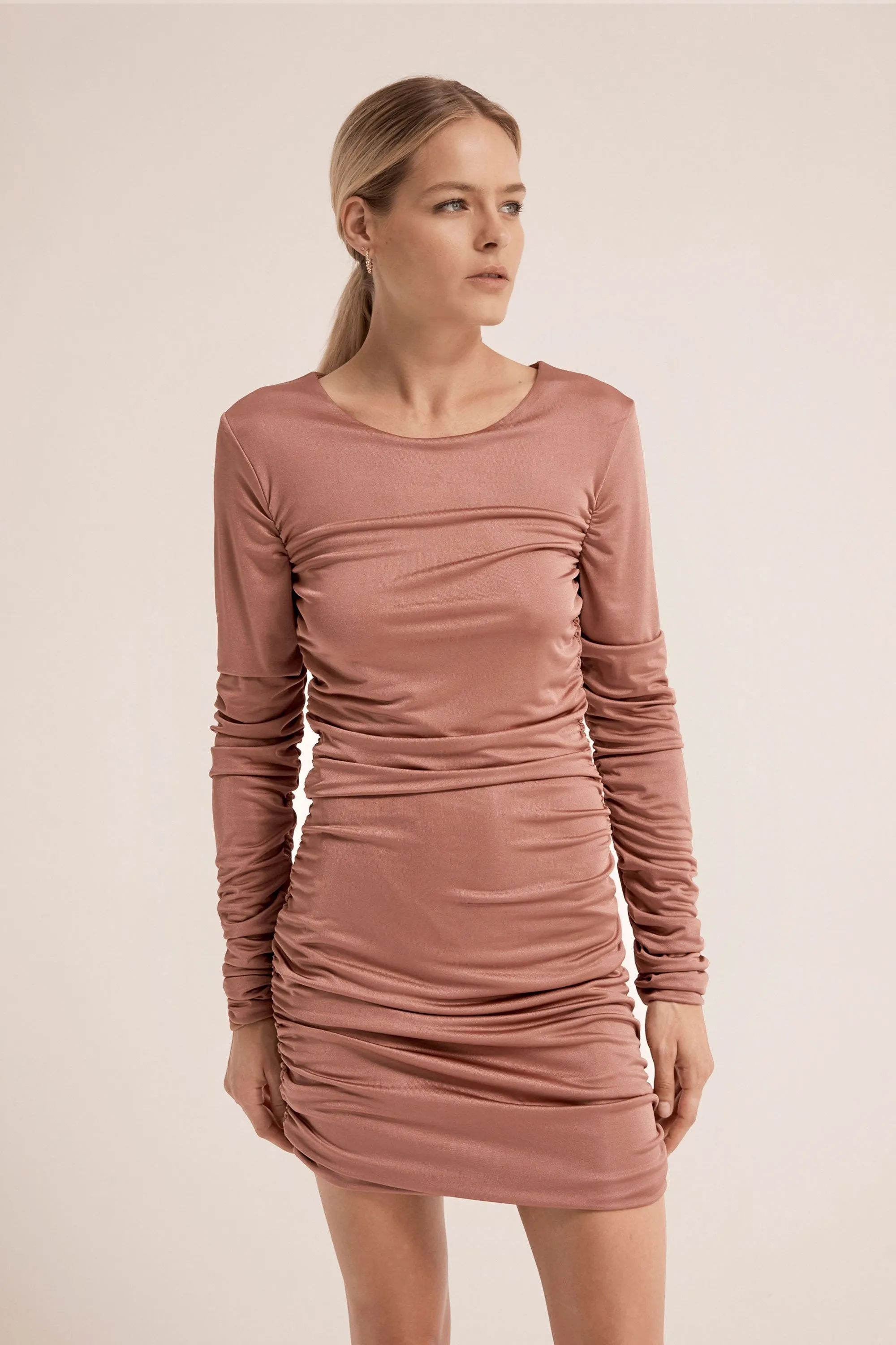 Third Form Lead On L/S Mini Dress - Blushing