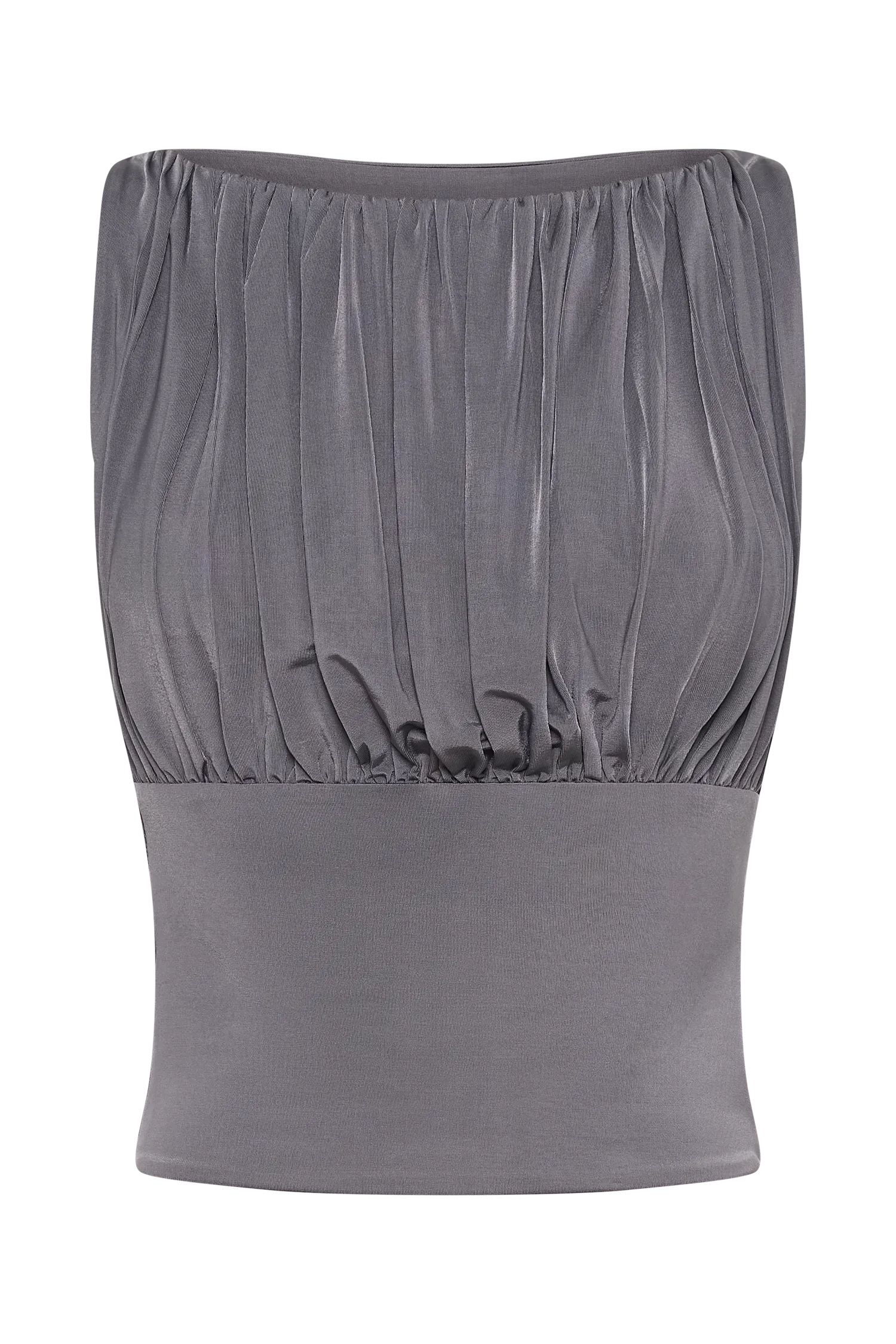 Tiarna Slinky Ruched Top - Dark Charcoal
