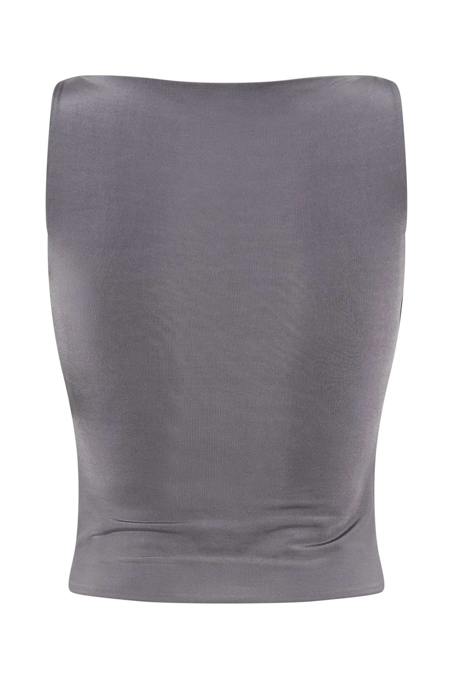 Tiarna Slinky Ruched Top - Dark Charcoal