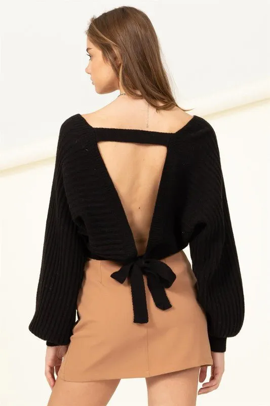 Tie-Back Cropped Sweater