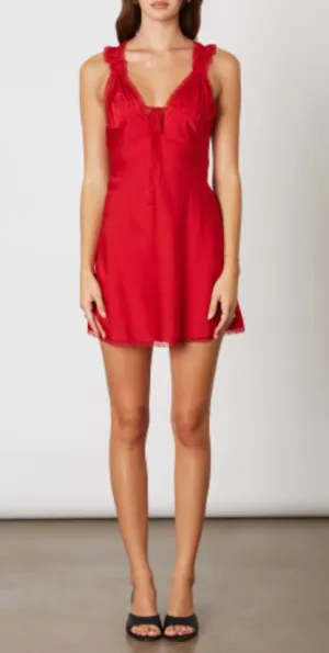 Tie Front Ruffle Straps Mini Dress
