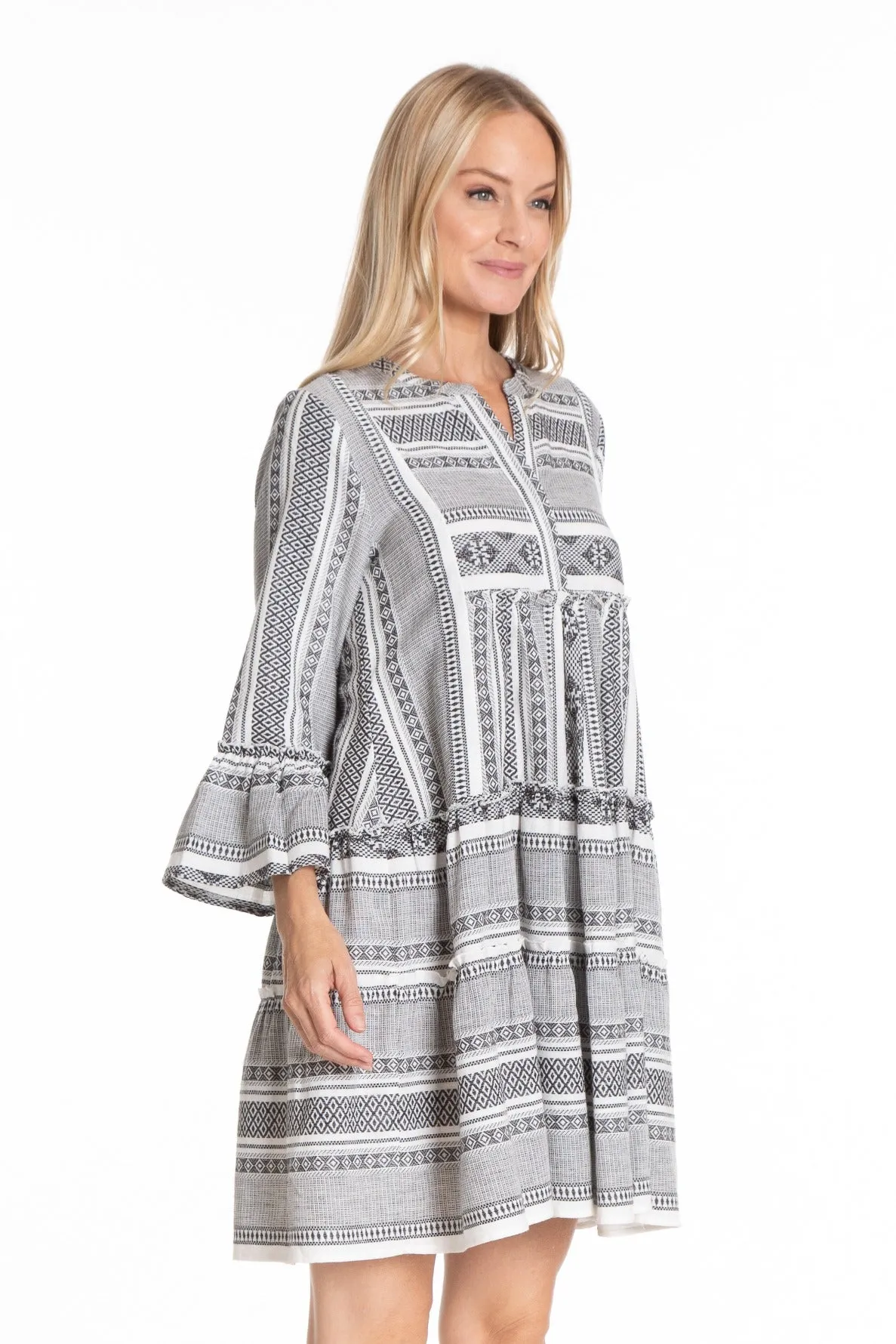 Tiered Tunic Dress With Flounce Sleeve