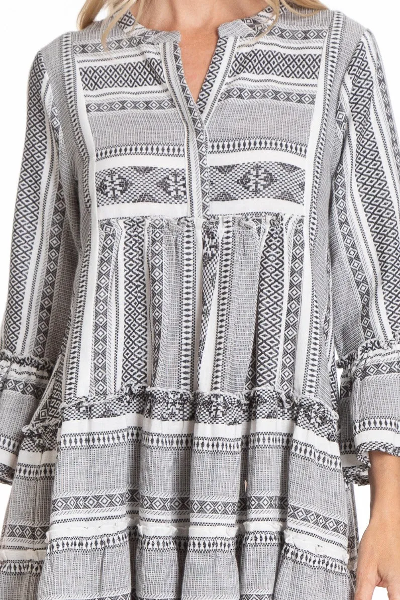 Tiered Tunic Dress With Flounce Sleeve