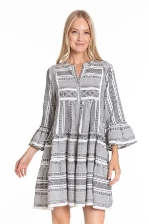 Tiered Tunic Dress With Flounce Sleeve