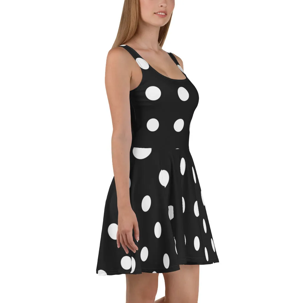 Timeless Chic Black and White Polka Dot Skater Dress, lioness-love