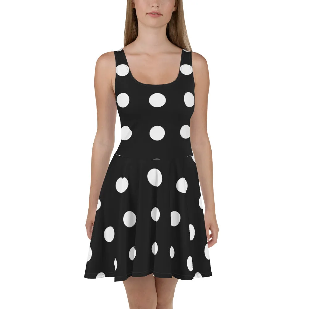 Timeless Chic Black and White Polka Dot Skater Dress, lioness-love
