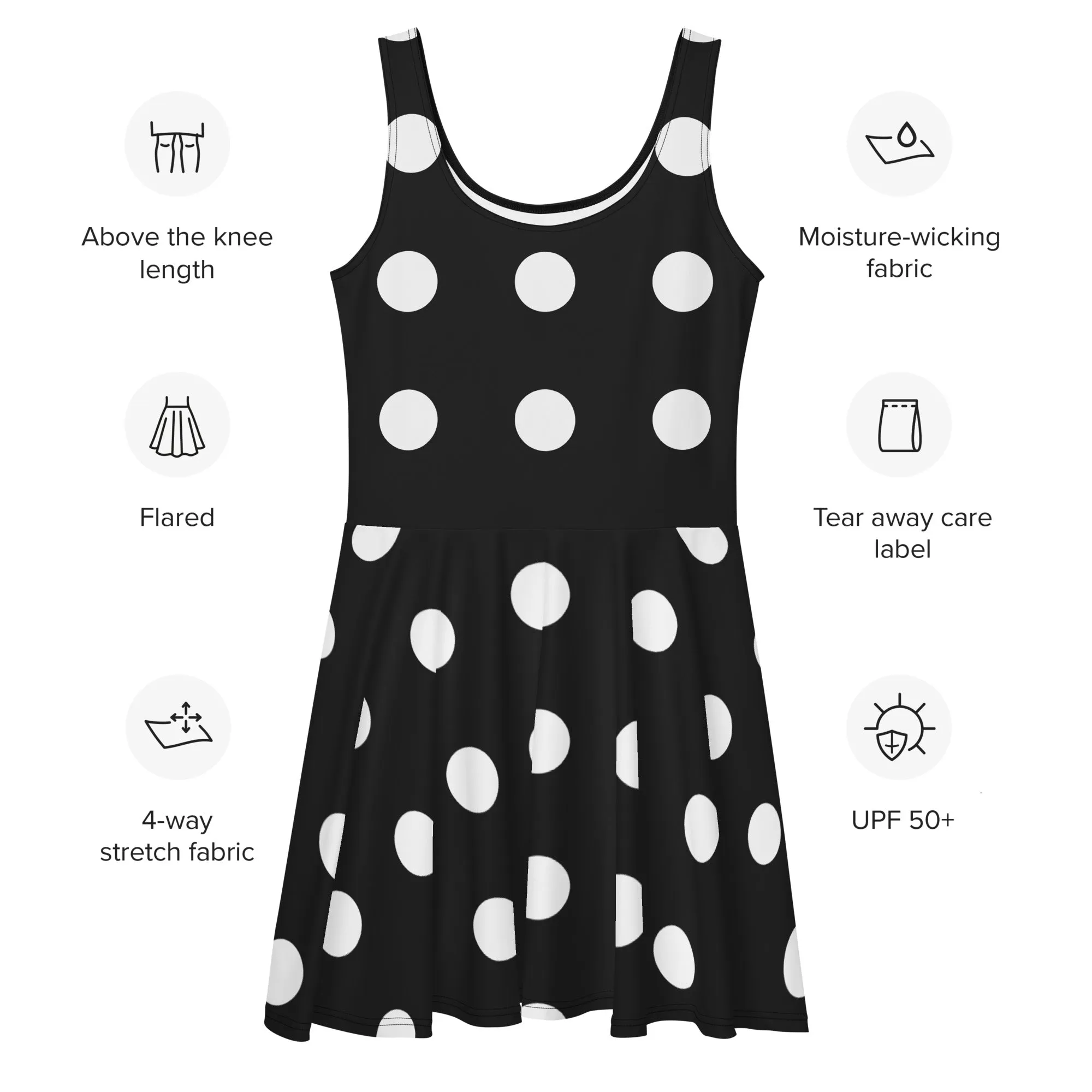 Timeless Chic Black and White Polka Dot Skater Dress, lioness-love