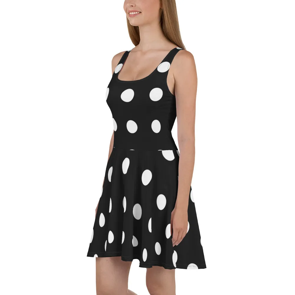 Timeless Chic Black and White Polka Dot Skater Dress, lioness-love