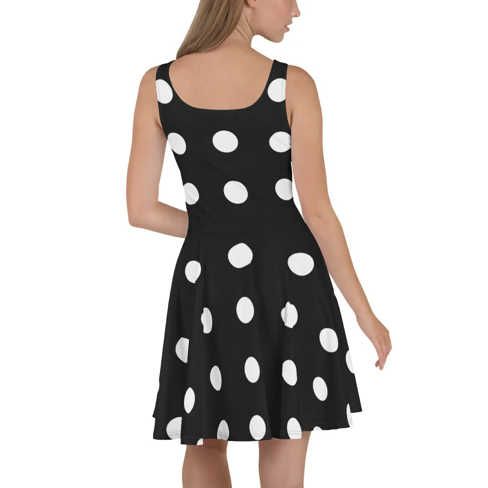 Timeless Chic Black and White Polka Dot Skater Dress, lioness-love