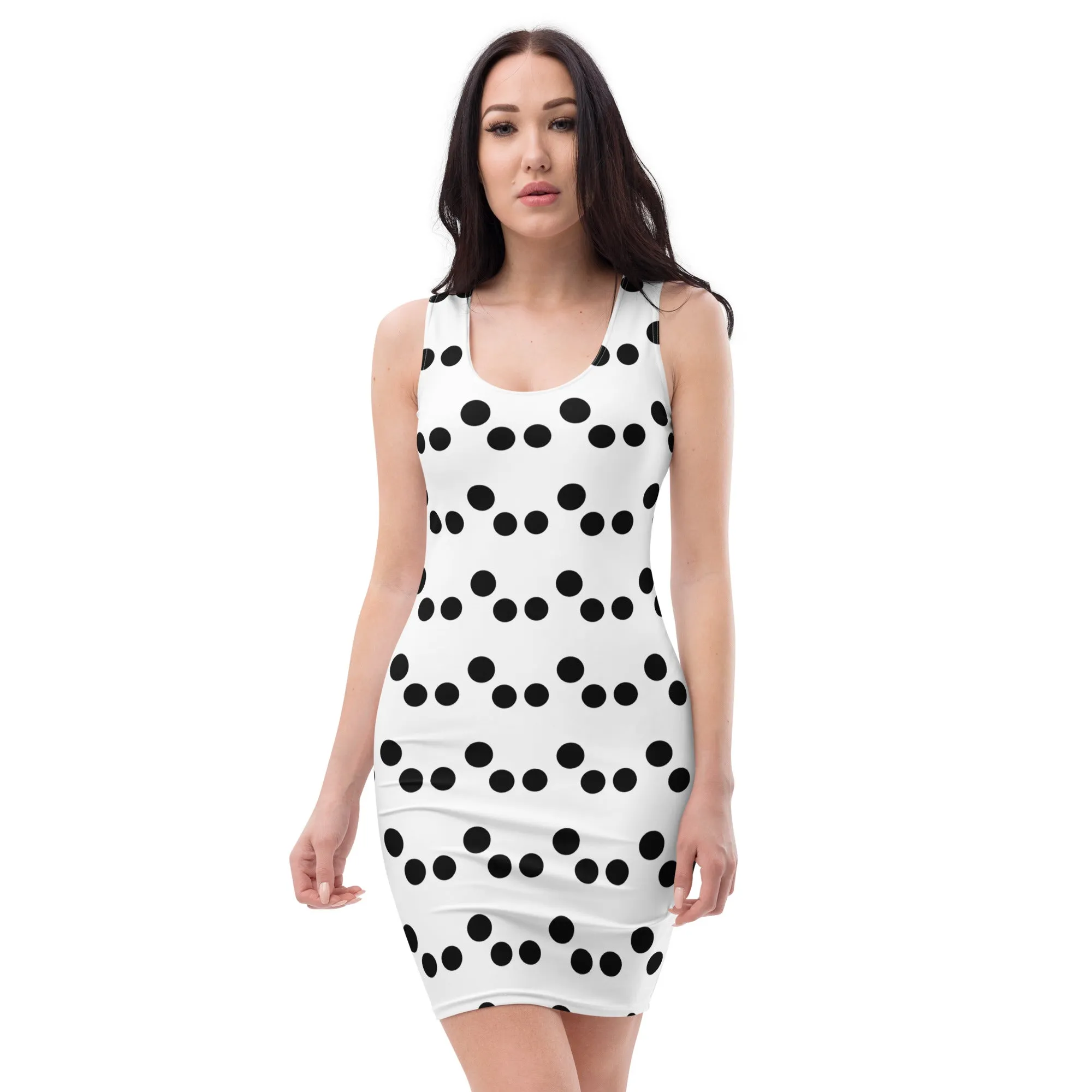 Timeless Elegant Black and White Polka Dot Print Dress, lioness-love