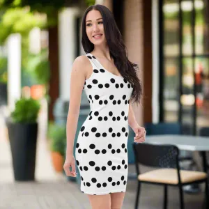 Timeless Elegant Black and White Polka Dot Print Dress, lioness-love