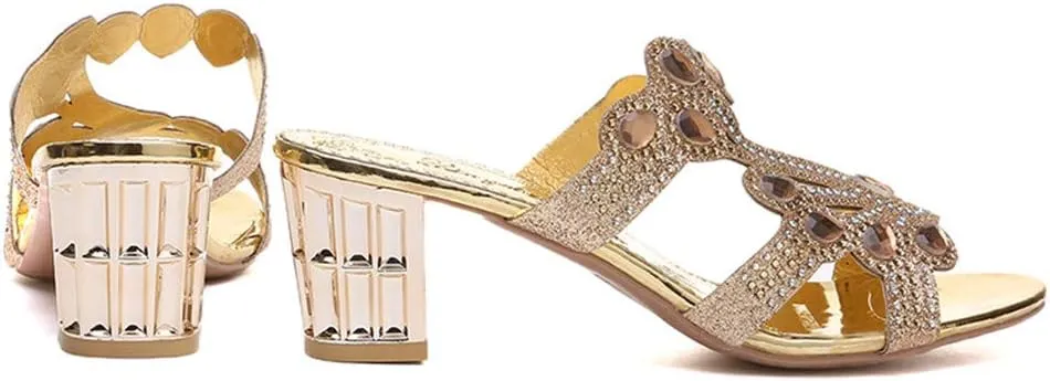 Toe Women's Bohemia Thick Casual Shoes Ladies Sandals Crystal Slipper Platform Sandals for Women