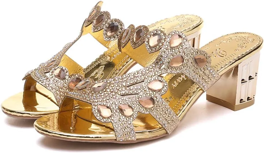 Toe Women's Bohemia Thick Casual Shoes Ladies Sandals Crystal Slipper Platform Sandals for Women