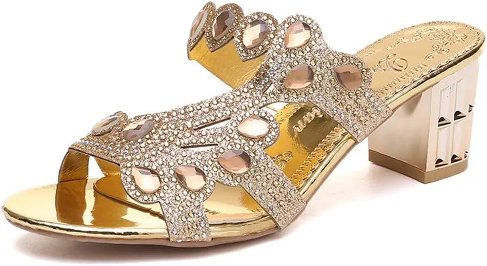 Toe Women's Bohemia Thick Casual Shoes Ladies Sandals Crystal Slipper Platform Sandals for Women