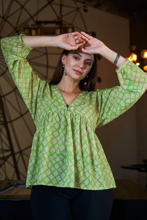 Traditional Lurex V Neck Peasant Sleeve Top