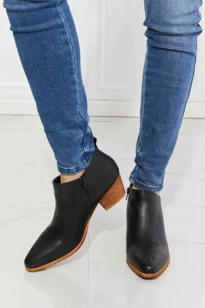 Trust Yourself Embroidered Crossover Cowboy Bootie-Black