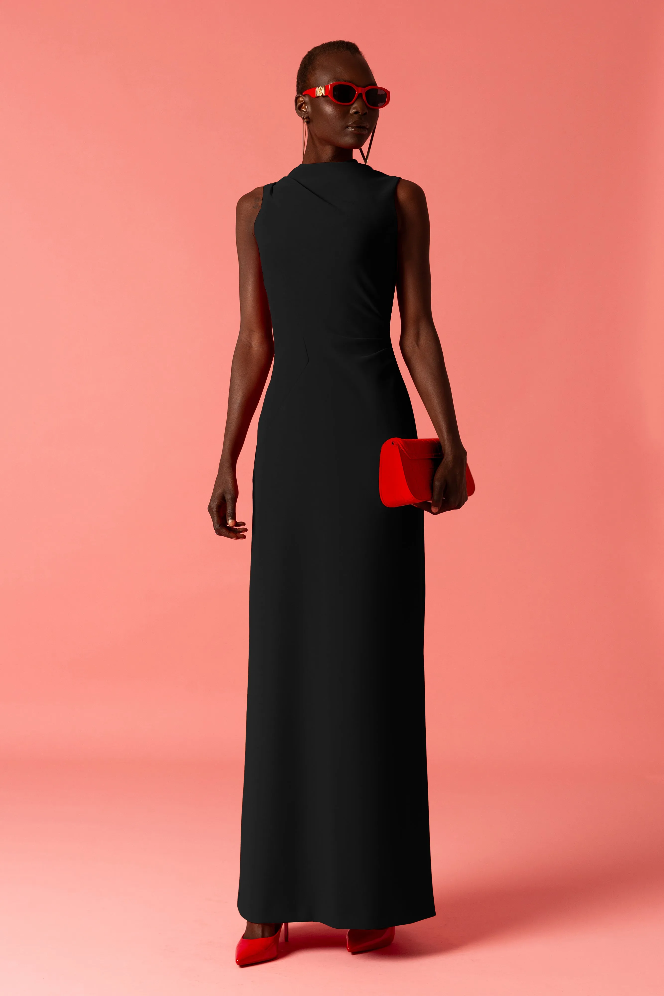 Tucked Shoulder Column Gown