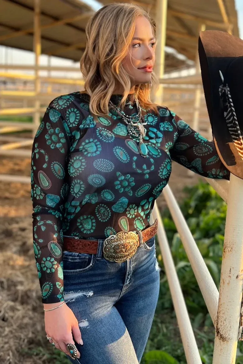Turquoise Bliss Mesh Top