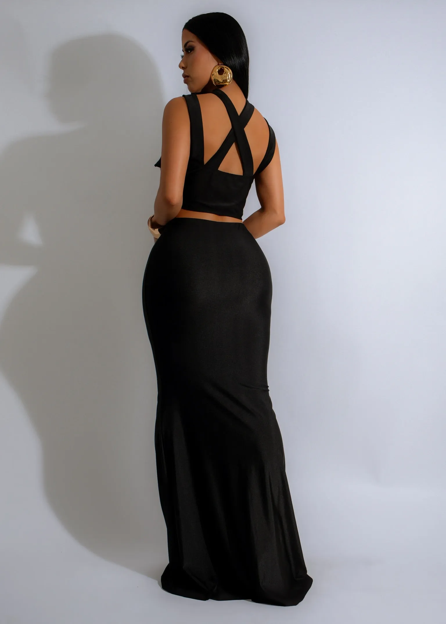 Twisted Elegance Skirt Set Black