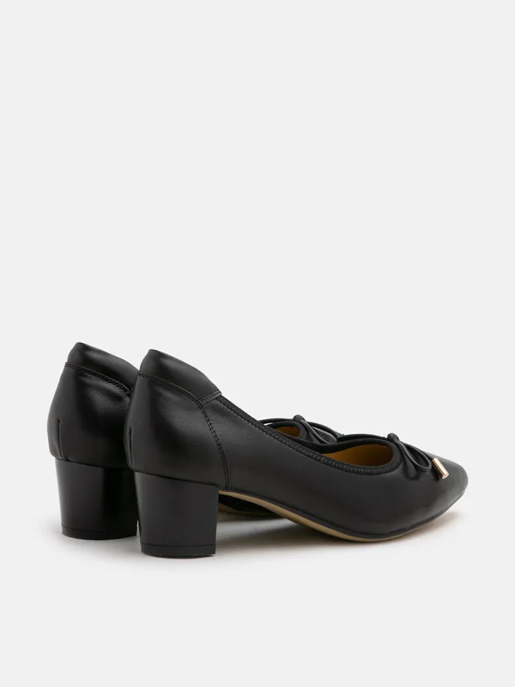 Una Ribbon Low Block Heels