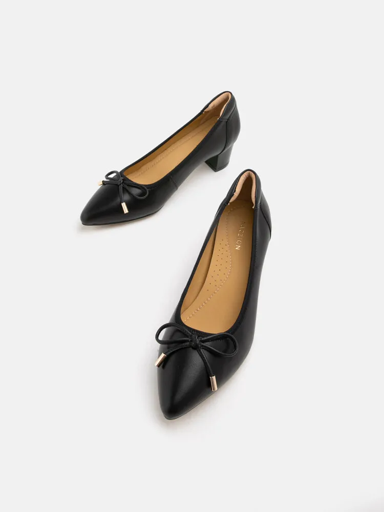 Una Ribbon Low Block Heels