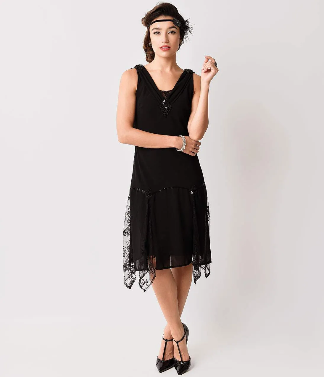 Unique Vintage Black Hemingway Flapper Dress