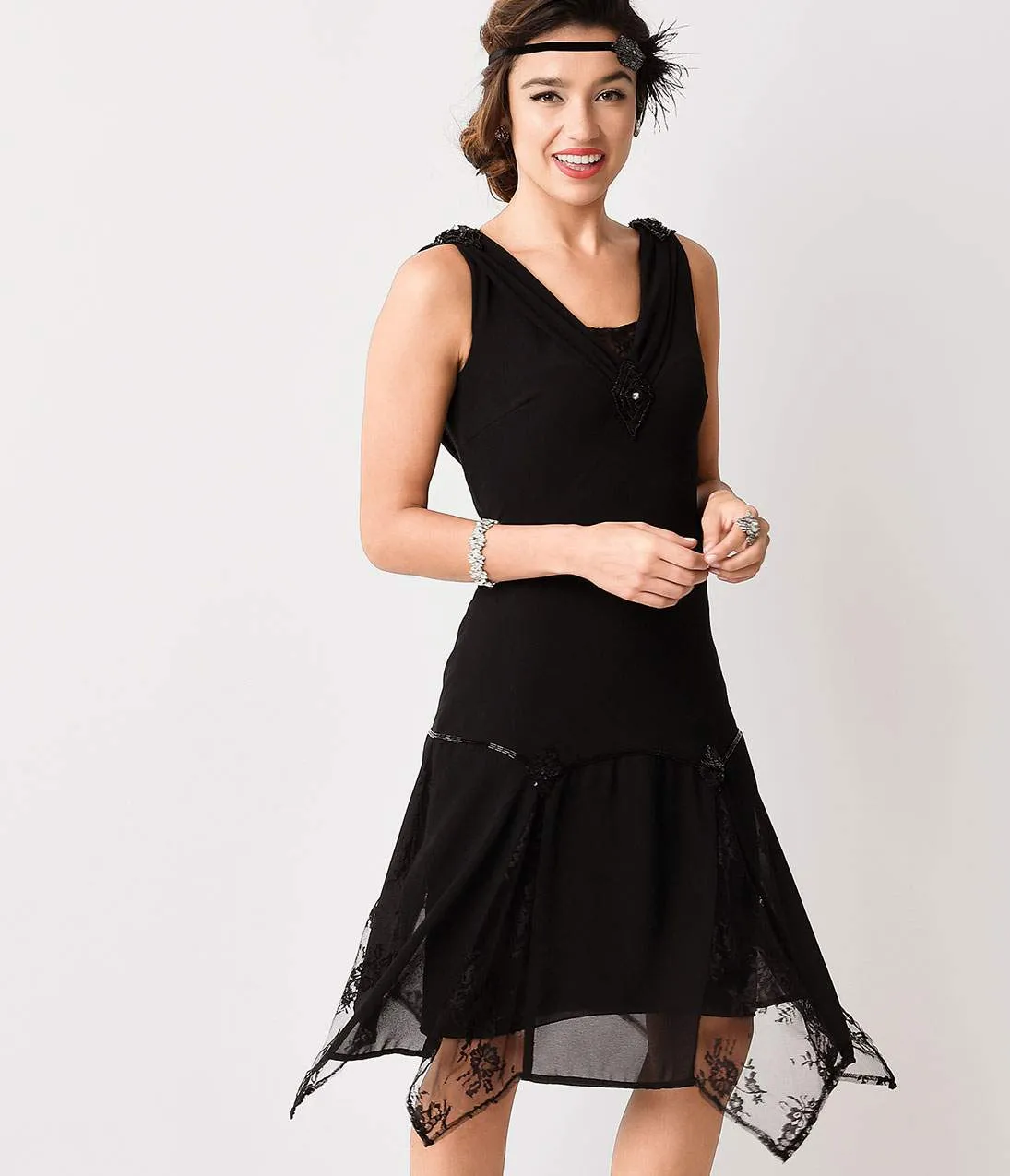 Unique Vintage Black Hemingway Flapper Dress