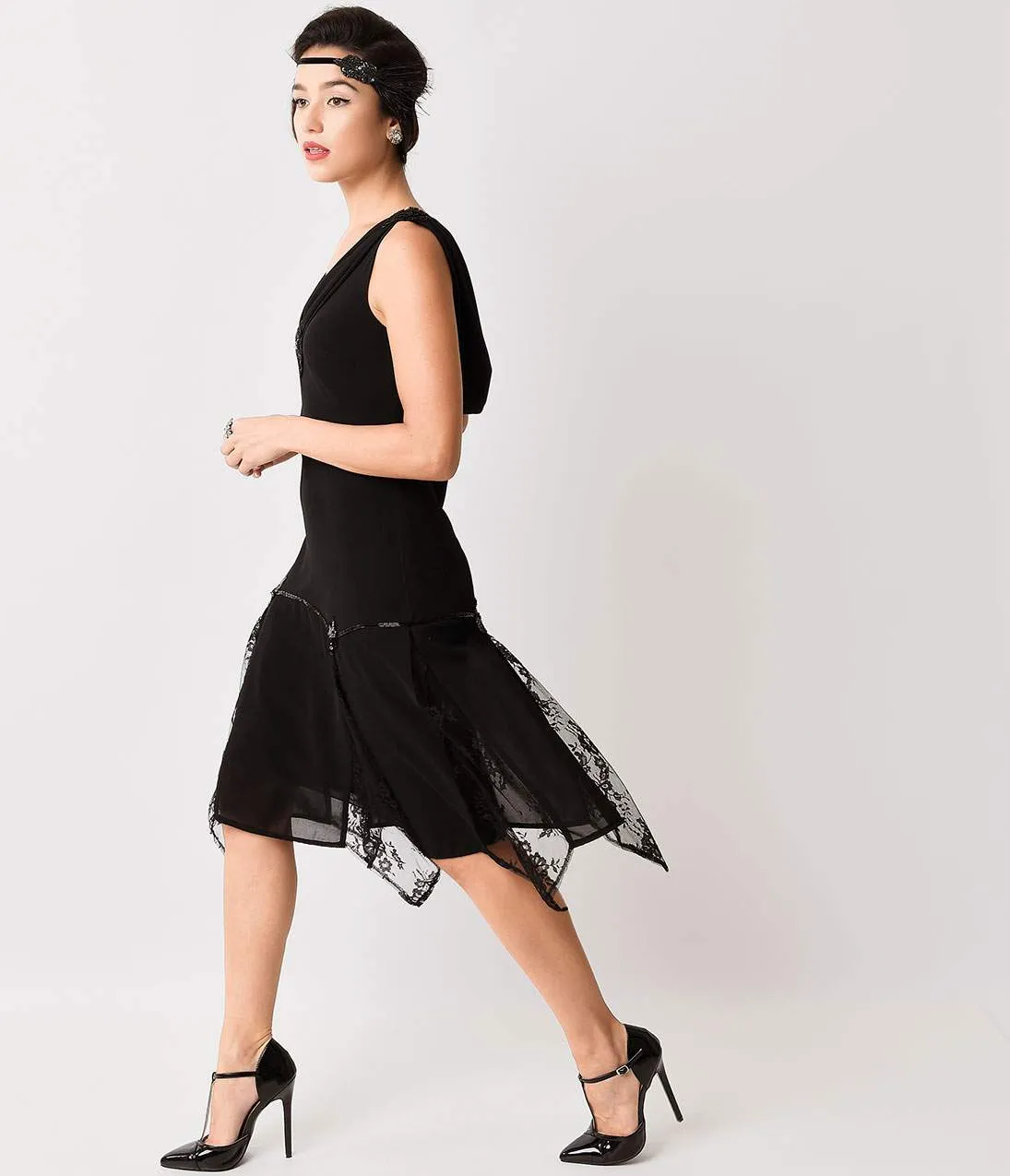Unique Vintage Black Hemingway Flapper Dress