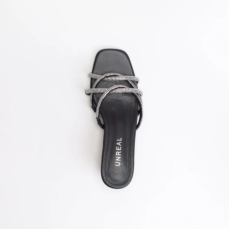 Unreal Women Diamante Strappy Mid Block Heel _ 147568