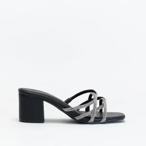 Unreal Women Diamante Strappy Mid Block Heel _ 147568