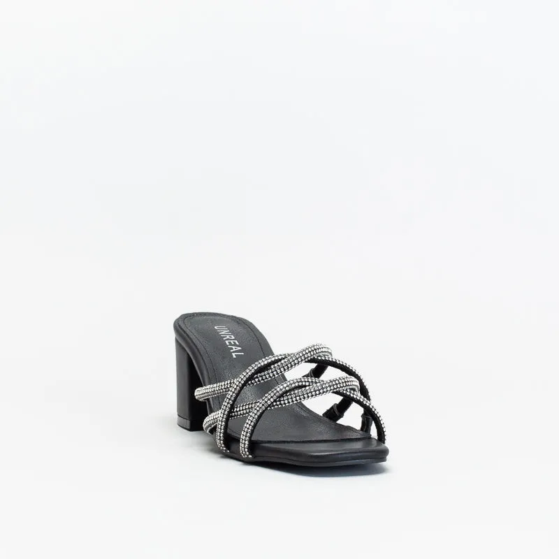 Unreal Women Diamante Strappy Mid Block Heel _ 147568