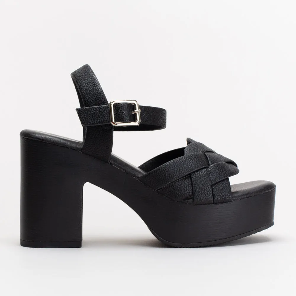 Unreal Women Wood-Look Platform Sandal _ 155576