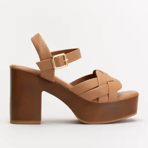 Unreal Women Wood-Look Platform Sandal _ 155576