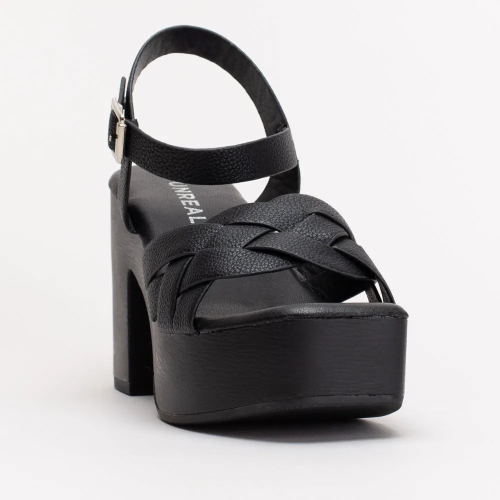 Unreal Women Wood-Look Platform Sandal _ 155576