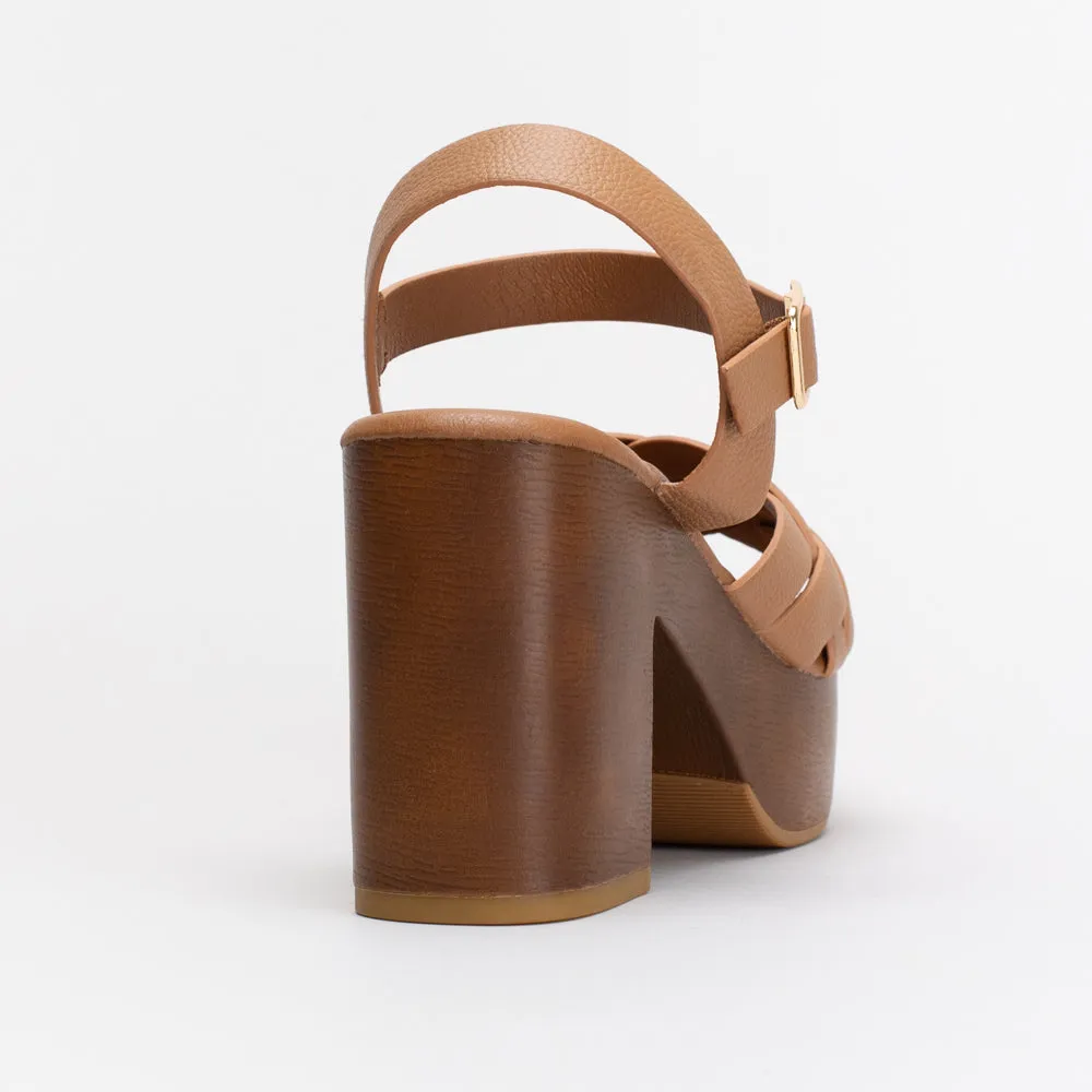 Unreal Women Wood-Look Platform Sandal _ 155576