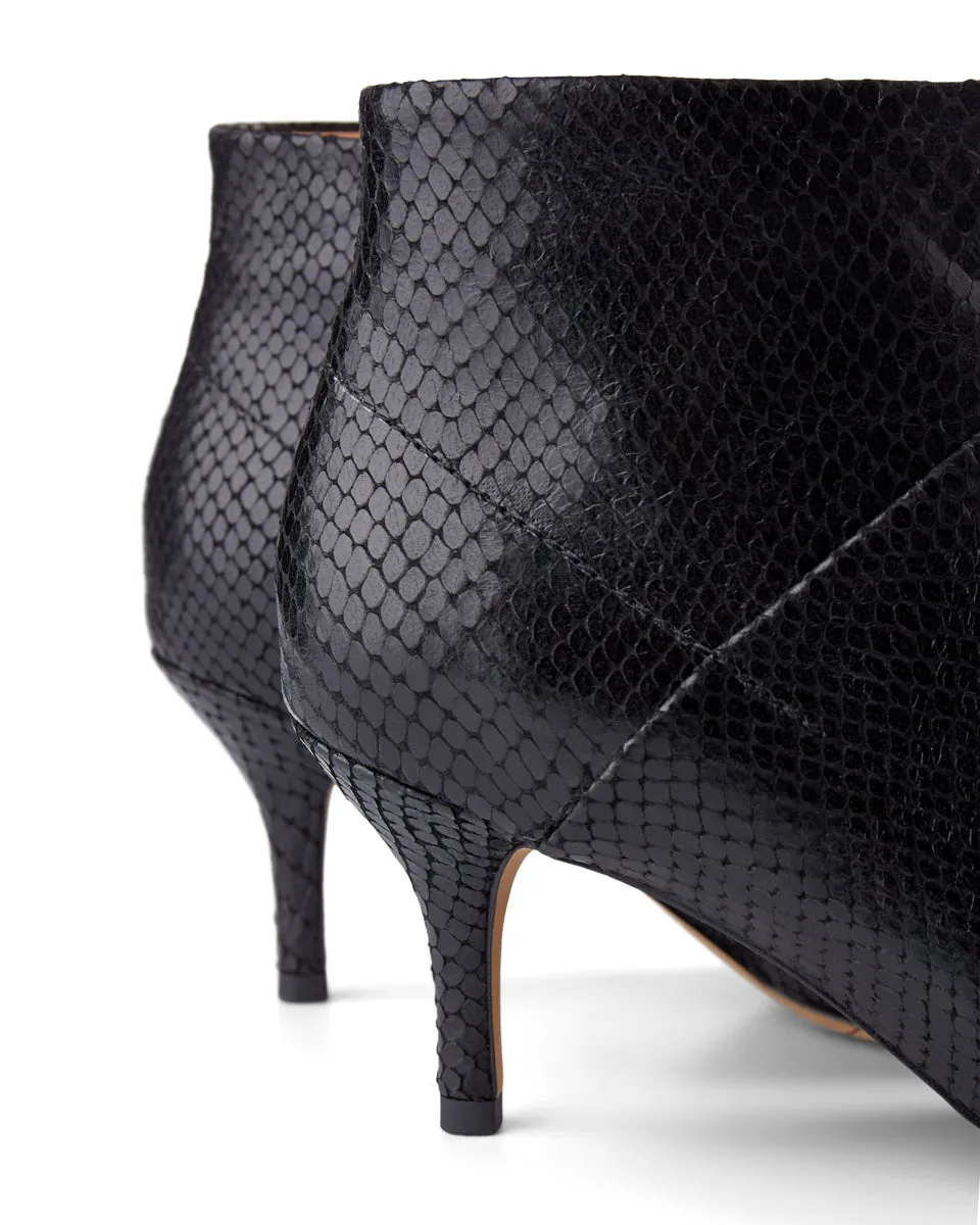 Valentine Reptile Leather Bootie - BLACK
