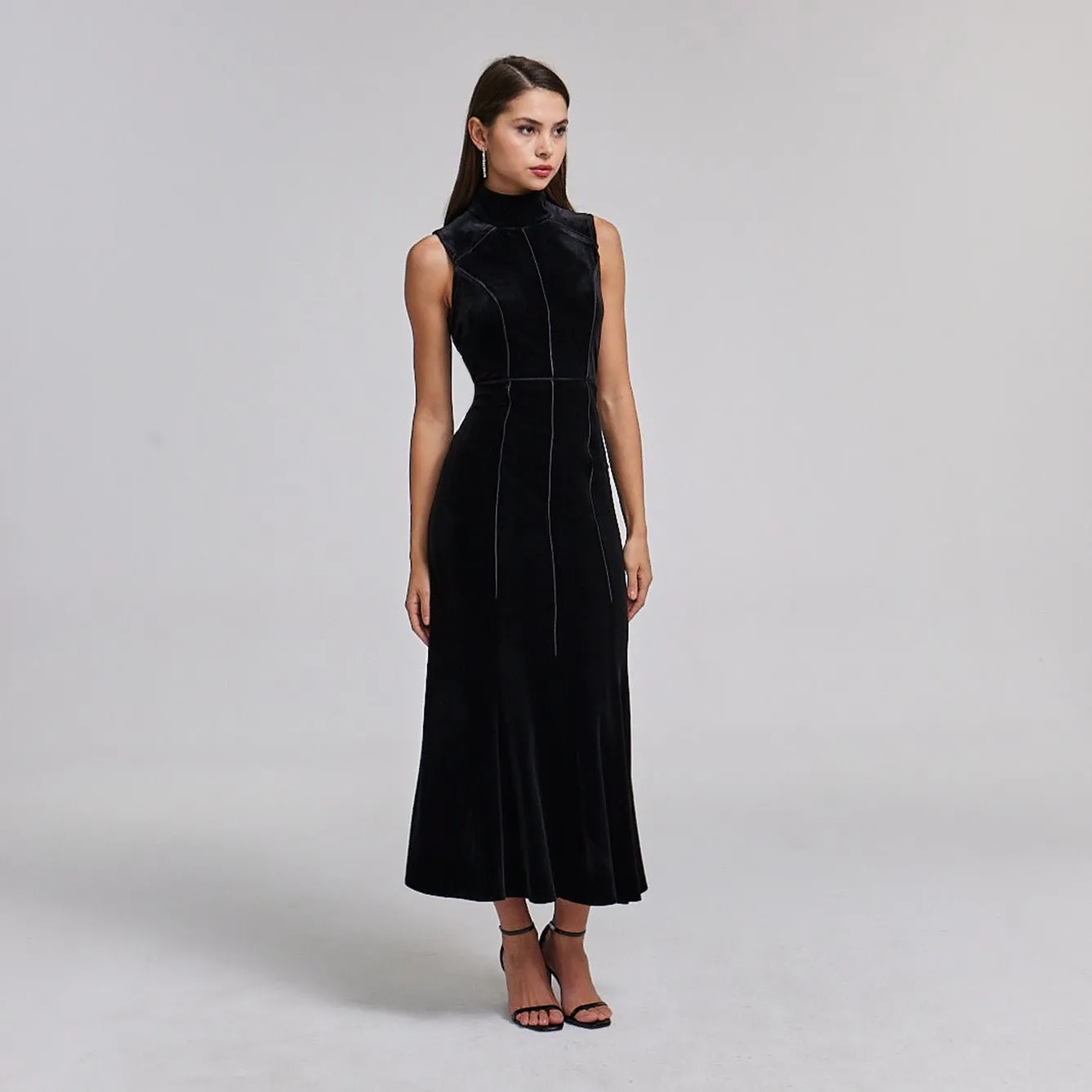 Velvet A-line Sleeveless Dress