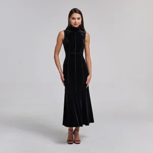 Velvet A-line Sleeveless Dress