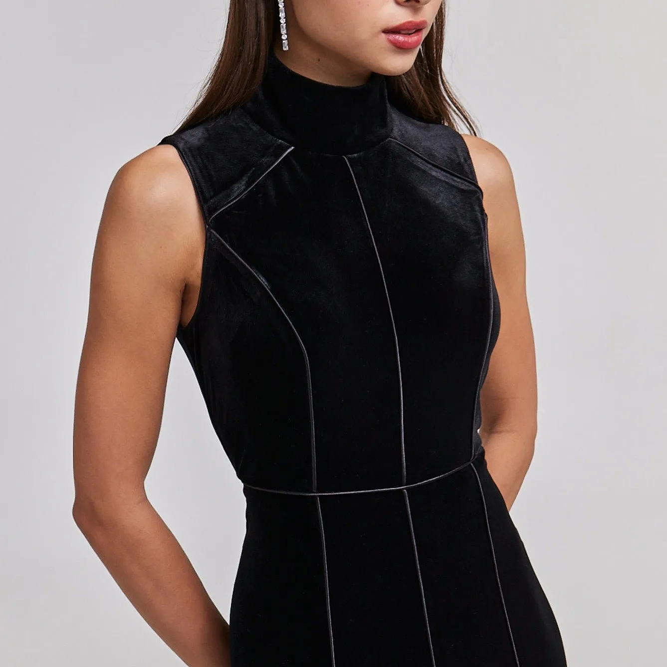 Velvet A-line Sleeveless Dress