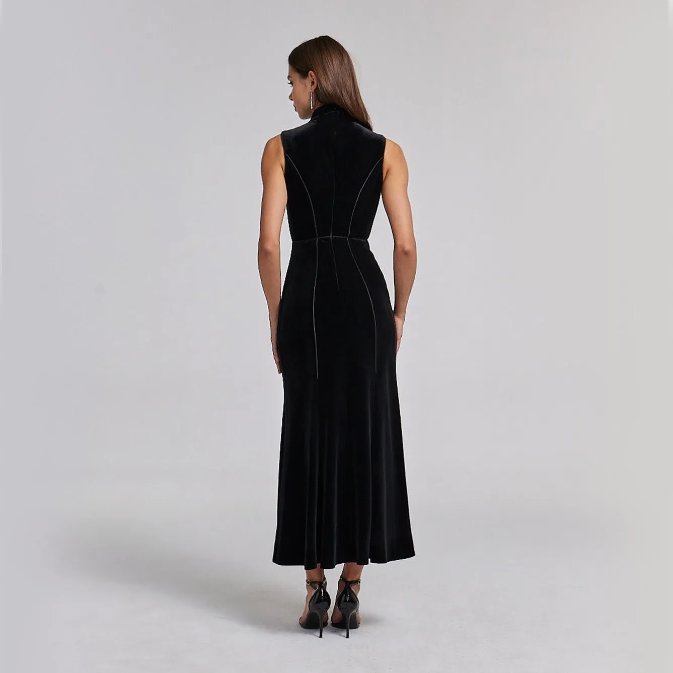 Velvet A-line Sleeveless Dress