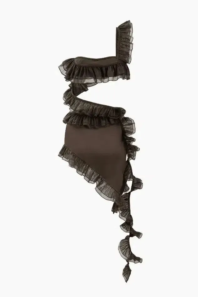 Vezira – Ruffle hem – Asymmetrical mini dress